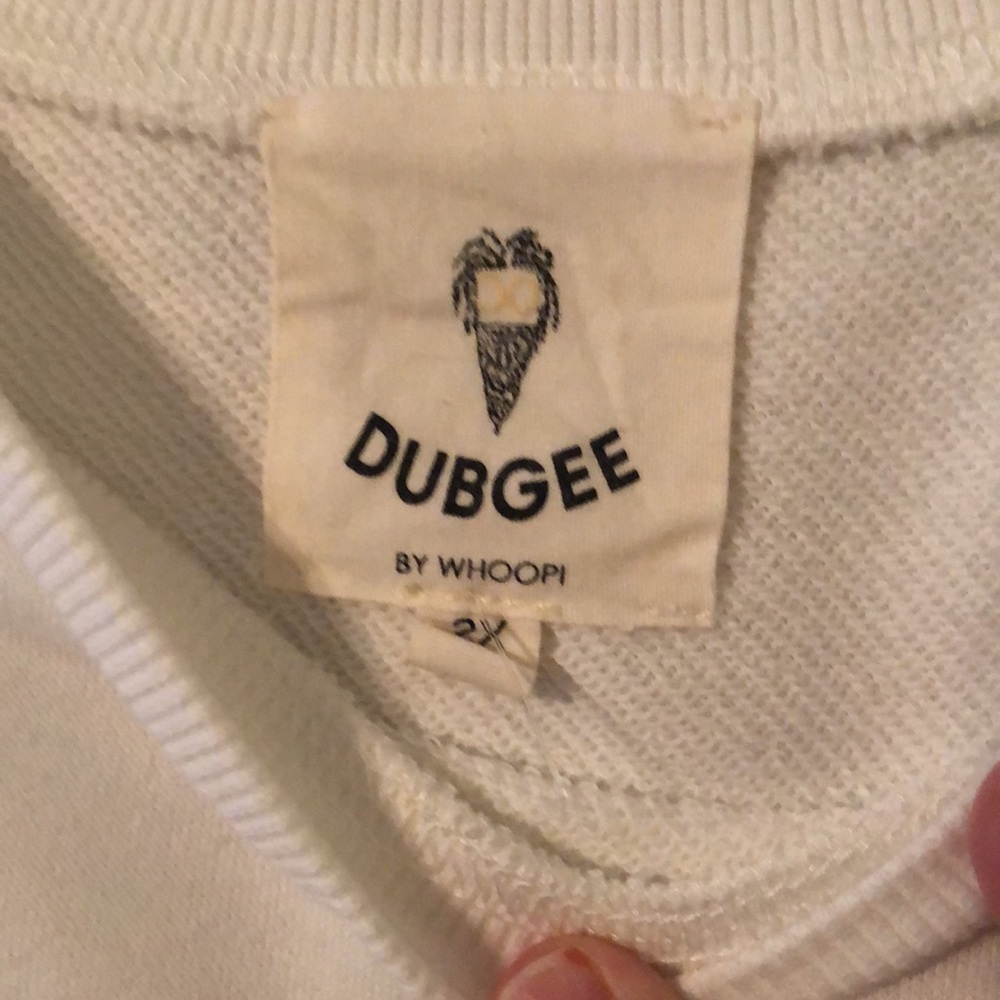 DUBGEE by Whoopi Sz 2x white French terry sweatshirt with multi stripes - Picture 3 of 6